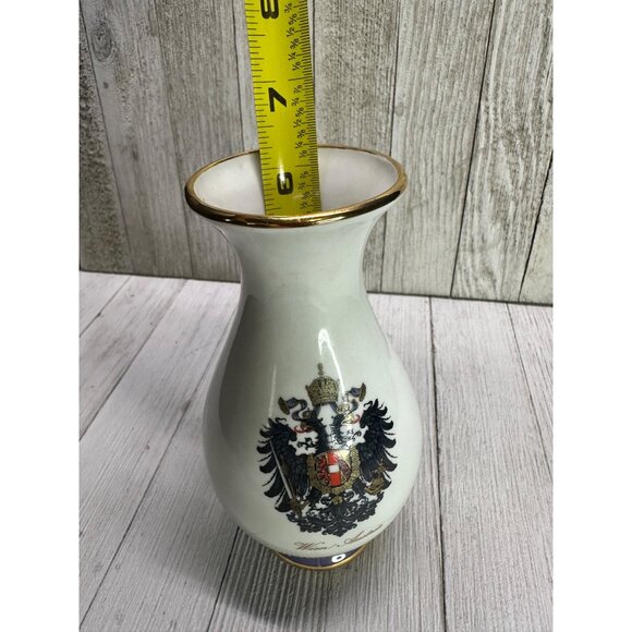 Vintage Wien Austria Handarbeit Bud Vase Porcelain Gold Rim 6.75'' Tall - Picture 9 of 9